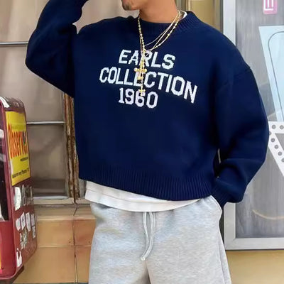 European And American Style Autumn And Winter Round Neck Long Sleeve Letters Brocade Sweater