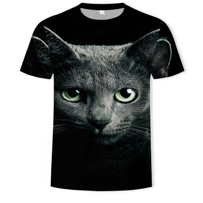 T-shirt da uomo con stampa digitale e maniche corte con gatto carino