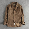 American Retro Trend Stripes Men's Long-sleeved Shirt Woven Cotton Washed Comfort And Casual Overalls