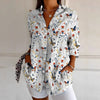 Camicia da donna a maniche lunghe, stampa floreale retrò ed elegante