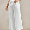 Pantaloni Larghi Casual da Resort con Fascia in Vita a Fiocco
