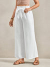Pantaloni Larghi Casual da Resort con Fascia in Vita a Fiocco