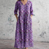 Womens Loose Stylish High-End V-Neck Printed Dress