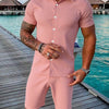 Completo due pezzi da uomo casual con top a maniche corte e pantaloncini