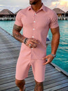 Completo due pezzi da uomo casual con top a maniche corte e pantaloncini