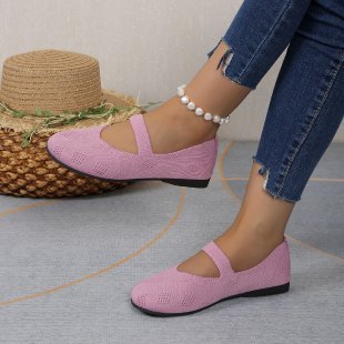 Scarpe con tacco a spillo comode e piatte Doug Shoes con testa rotonda e tessuto volante