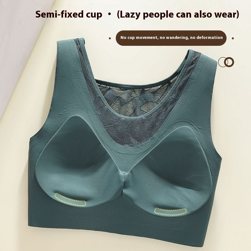 Reggiseno sportivo push-up anti-cedimento in pizzo senza tracce per taglie forti da donna