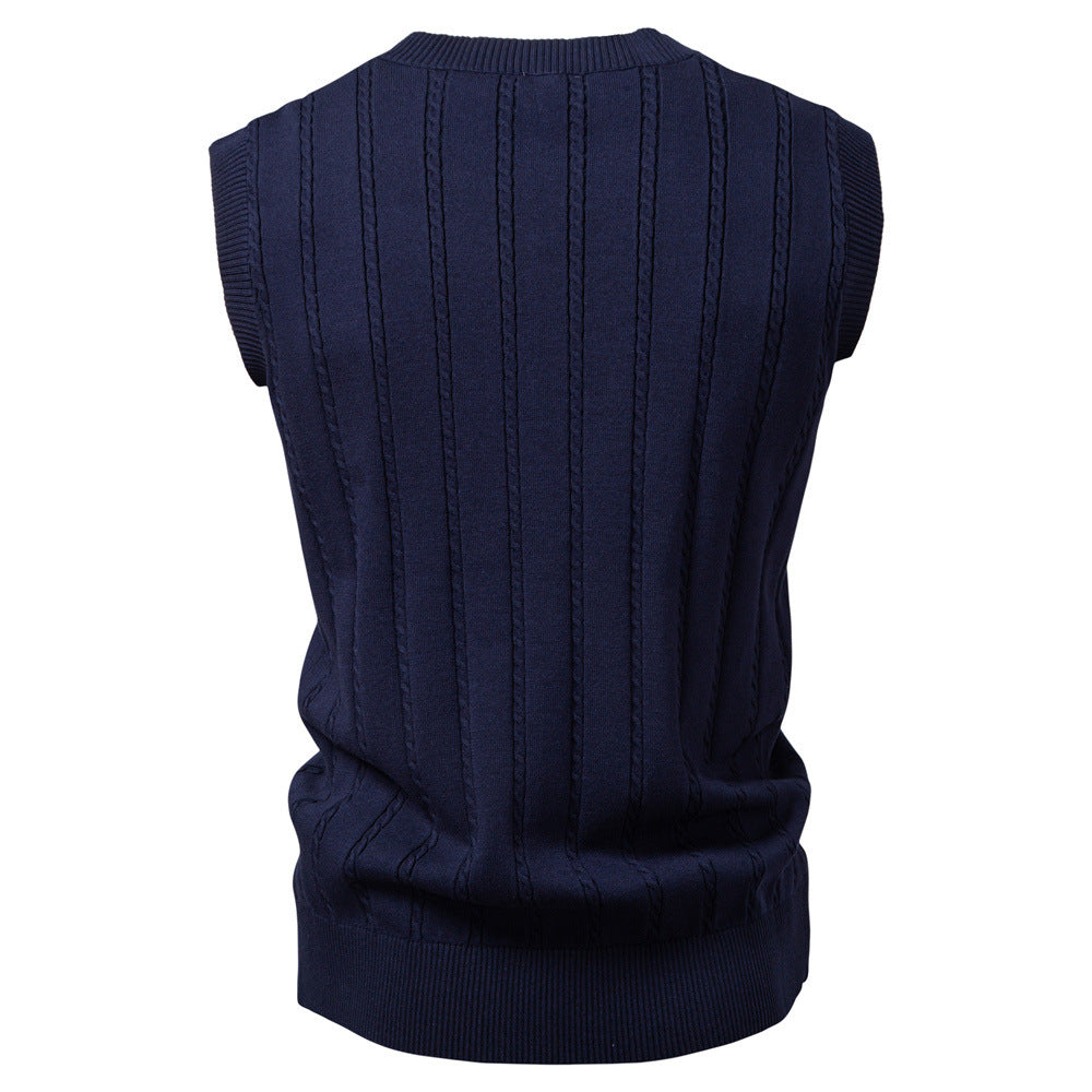 European Size V-neck Twist Sweater Vest Men's Business Sweater Waistcoat