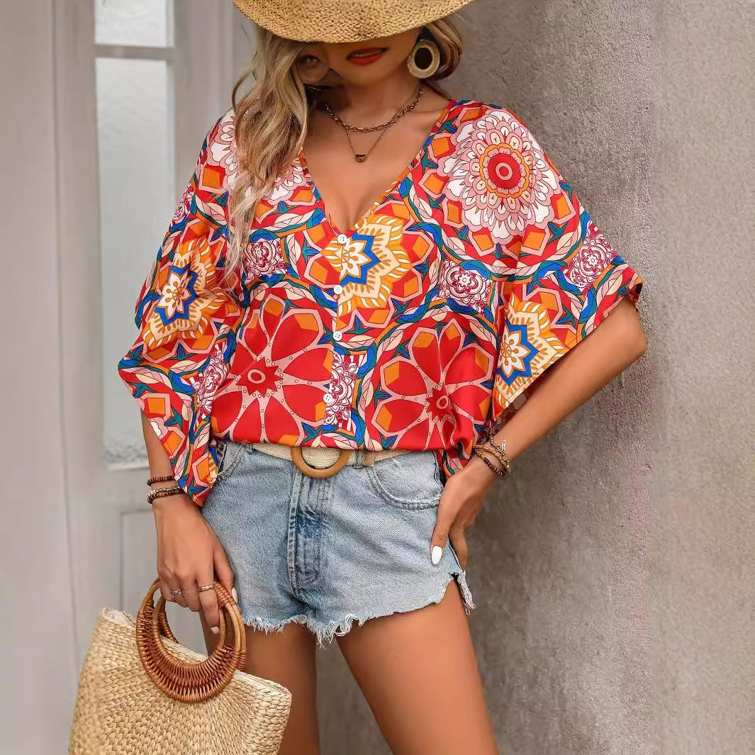 Nuova T-shirt casual da donna a maniche corte