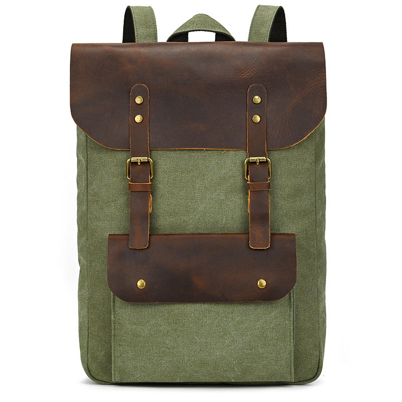 New Canvas Leather Large Capacity Backpack