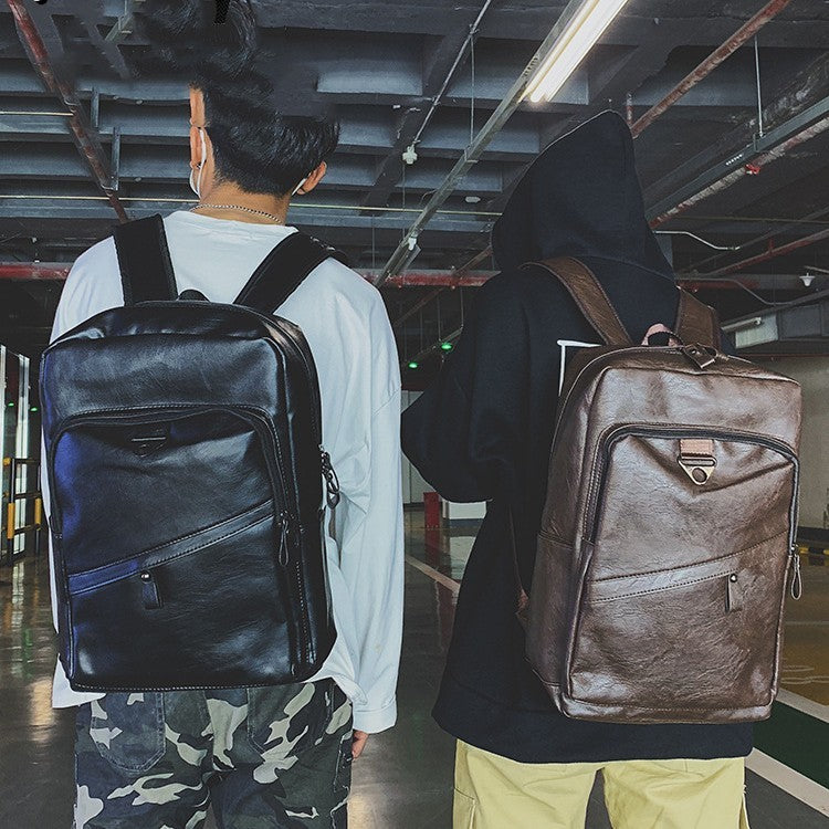 Zaino da viaggio per il tempo libero in PU da uomo in stile coreano