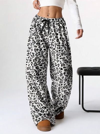 Casual Leopard Print Wide-leg Pants