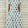Women's Oil Painting Flower V-neck A- Line Dress