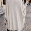 Women Solid Color Batwing Sleeve Open Front Casual Jacket
