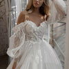 Abito da sposa Boho Abito da sposa con maniche a sbuffo e spalle scoperte
