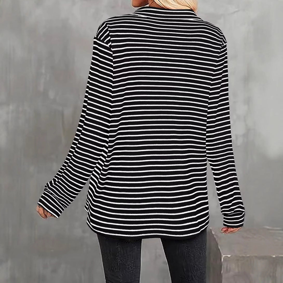 V-neck, Extra-stretch Long-sleeve Shirt