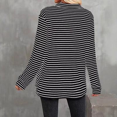 Maglia scollo a V, elasticizzata a maniche lunghe