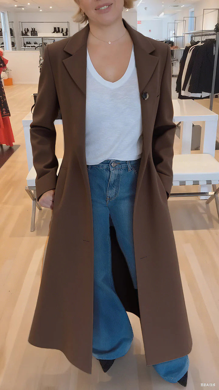 Cappotto da donna con revers e stampa leopardata, trench casual, abbigliamento da donna