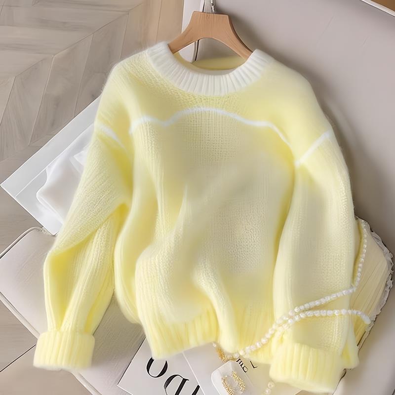 Maglione a maniche lunghe giallo limone