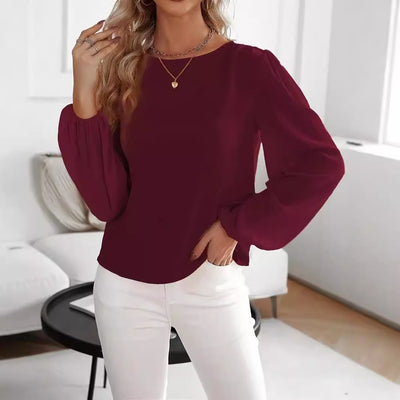 Maglia a maniche lunghe con scollo rotondo in tinta unita