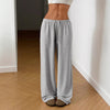 Trousers Elastic Waistband Lace-up Wide-leg Casual Pants