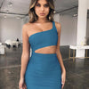 Mini Abito Sottile Monospalla Sexy Moda Vuoto Per Donna