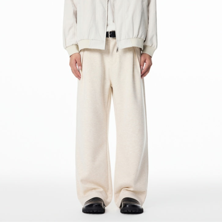 Men's Straight Fleece-lined Casual Wool Trousers