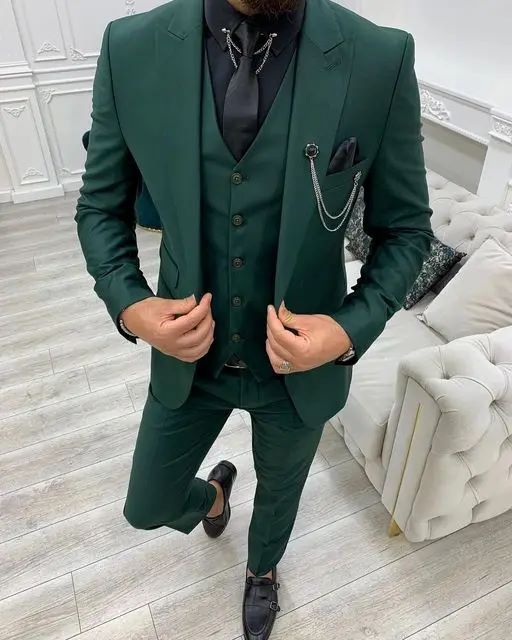 Abito da uomo completo a tre pezzi per ospite banchetto, taglie forti da uomo, vestibilità slim semplice