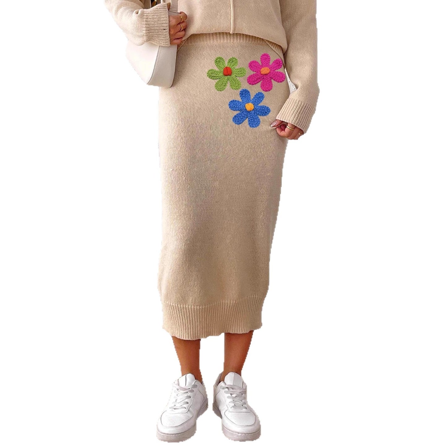 Women's Mid-length Elegant Embroidered Three-dimensional Flower Stitching Skirt