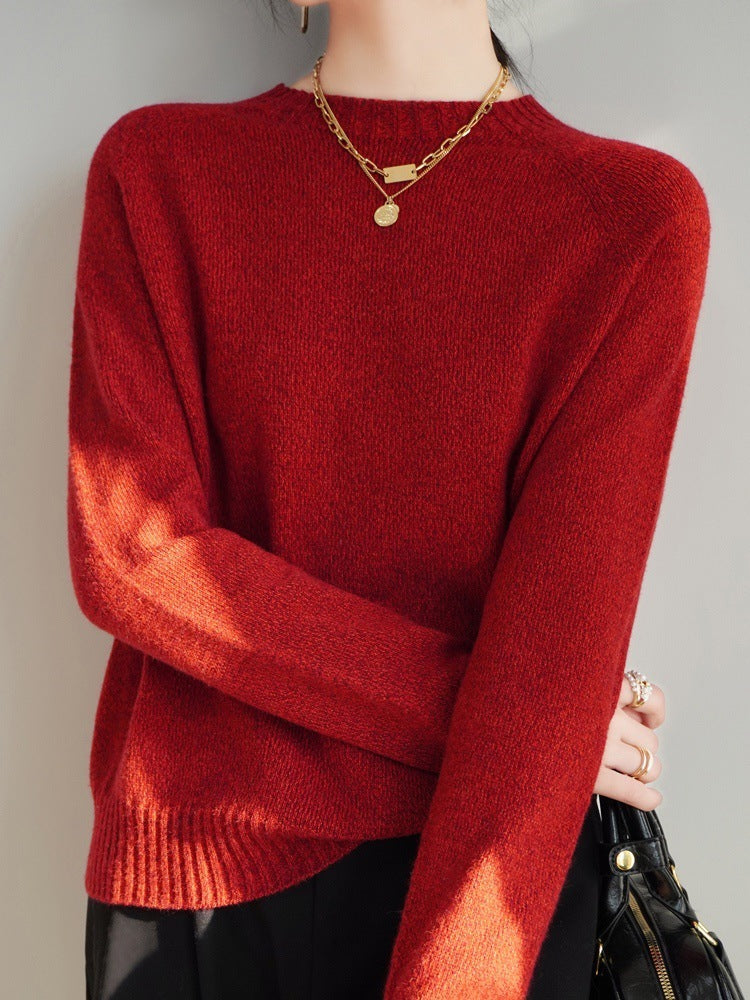 Seven-pin Thickened Skin-friendly Velvet Flower Yarn Sweater Classic Round Neck