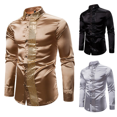 Host Ceremony Men's Lapel Long Sleeve Shirt