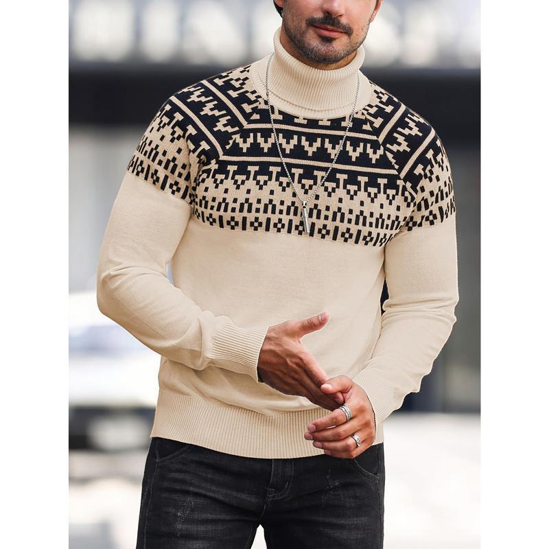 Men's Casual Printing High Collar Loose All-match Sweater