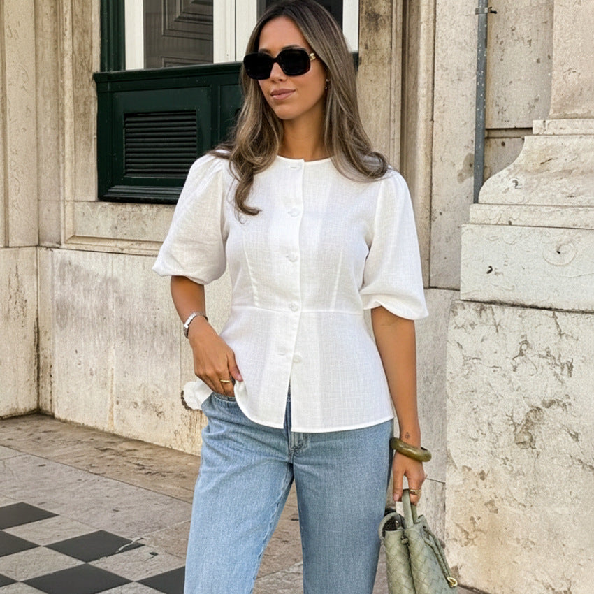 Camicia Primaverile Estiva Nuovi Arrivi Elegante Casual in Puro Cotone