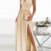 Abito lungo da cocktail da donna, elegante, sexy, monospalla, con spacco alto e cut-out, senza maniche