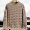 Thickened Men's Cashmere Sweater With Round Neck And Twisted Design