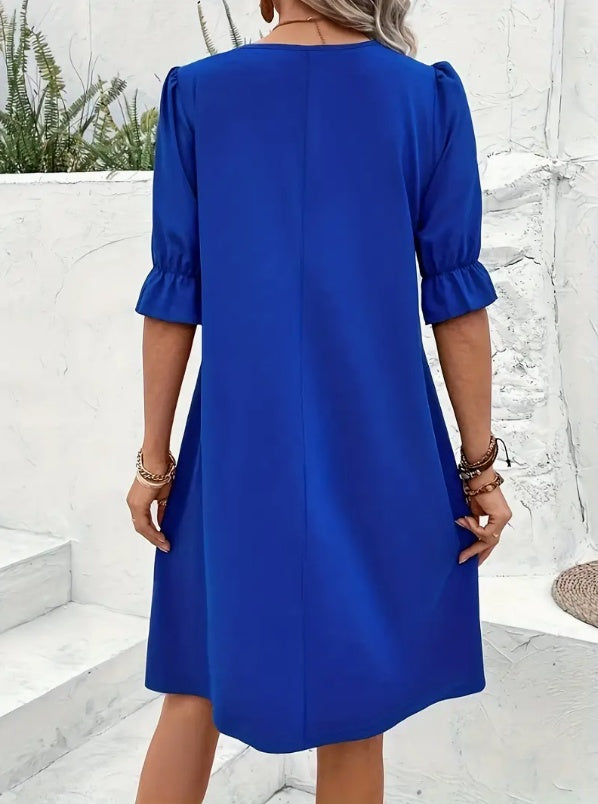 Elegant Color Short Sleeve Dress For Spring  Summer Women's Clothing