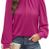 Women's Long Sleeve Small Turtleneck Solid Color Pleated
