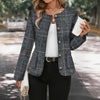 Elegant Plaid Woolen Pocket Women's Jacket