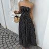 Off-the-shoulder Polka-dot A-line Waist-cinched Figure-flattering Dress