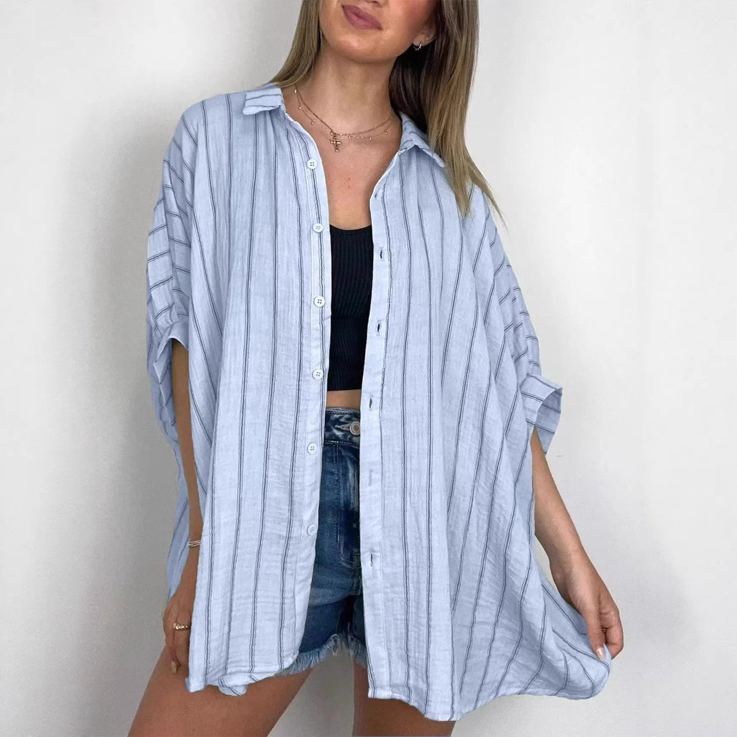 Camicia casual a righe a vestibilità ampia