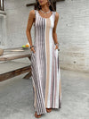 Womens European And American-style Striped Sleeveless Long Dress