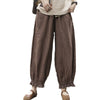 Womens Coffee-Colored Artistic And Fashionable Patchwork Linen Carrot Pants