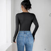 High-elastic Long-sleeve Solid-color 3D Floral Crewneck Jumpsuit