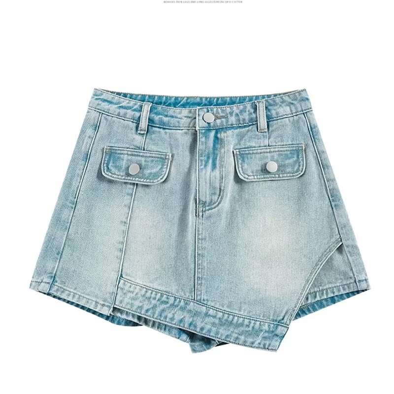 Nuovi pantaloncini in denim casual alla moda a vita alta stile retrò