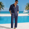 Set due pezzi camicia e pantaloni in lino da uomo