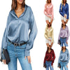 Versatile Satin Silk Button-Down Womens Blouse