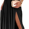 Abito lungo da cocktail da donna, elegante, sexy, monospalla, con spacco alto e cut-out, senza maniche