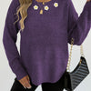 Women's Crochet Patchwork Round Neck Comfort And Casual Sweater