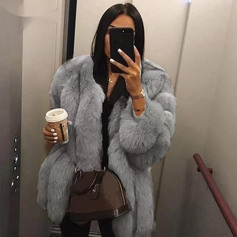 Fox Fur Mid-length Coat For Women