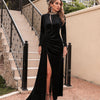 Vestito da sera sexy a collo alto in velluto coreano da donna